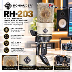 Micro Condenser Rohiauder RH-203 (Bản Trơn White) – Micro Thu Âm Phòng Thu Chuyên Nghiệp