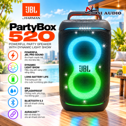 JBL PartyBox 520 – Loa Bluetooth Di Động Tiệc Tùng Công Suất 400W Chính Hãng PGI