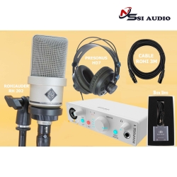 Combo live stream thu âm micro Rohiauder RH 202 + soundcard Minifuse 1
