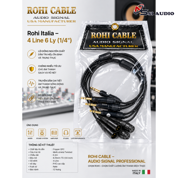 Dây 4 Line ROHI XLR to TRS