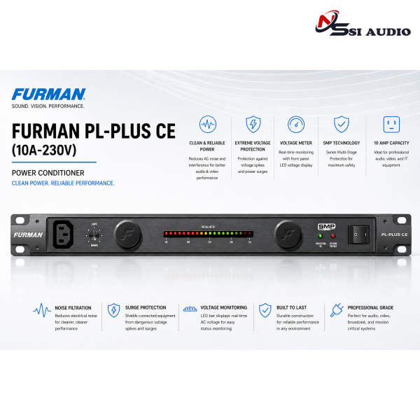 Furman PL-PLUS CE (10A-230V) Lọc Sạch Noise & Bảo vệ thiết bị