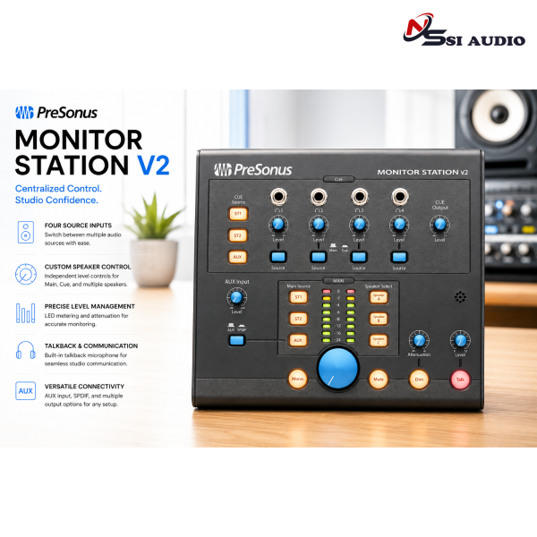 PreSonus Monitor Station V2: Trung Tâm Quản Lý Kiểm Âm Đột Phá – Làm Chủ Mọi Hệ Thống Loa