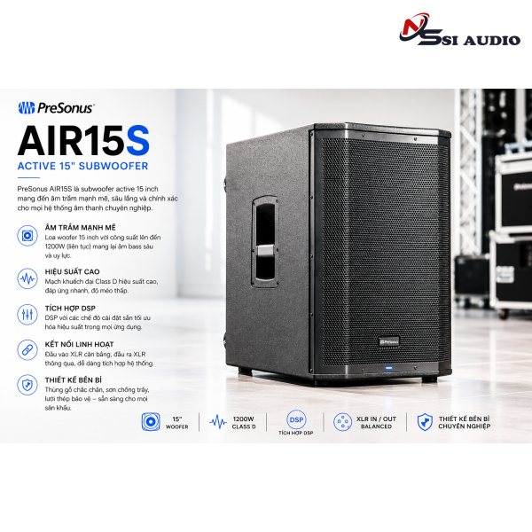 PreSonus AIR15S: Loa Siêu Trầm Active Bass 40 Nhỏ Gọn, Hiệu Suất Cao