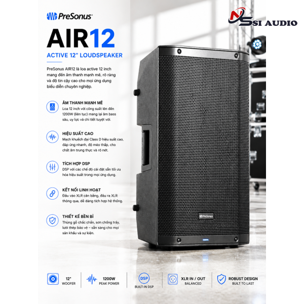 PreSonus AIR12: Loa Full-Range Active 12-Inch Thiết Kế Lai Amp Độc Đáo