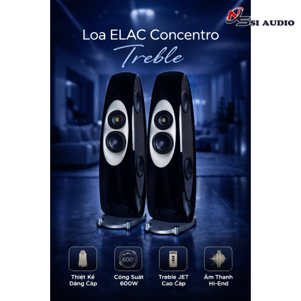 Loa Elac Concentro , Treble: Jet 6 Core modify đồng trục , Độ nhạy 90 dB , 4 Đường tiếng