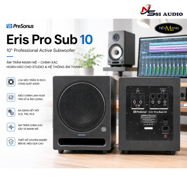 PreSonus Eris Pro Sub 10: Loa Siêu Trầm Kiểm Âm Cao Cấp – Làm Chủ Dải Trầm Phòng Thu Chuyên Nghiệp