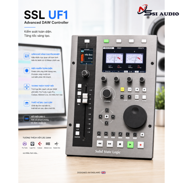 SSL UF1 Advanced DAW Controller: Làm Chủ Bản Mix – Sức Mạnh Điều Khiển Đơn Fader Đỉnh Cao