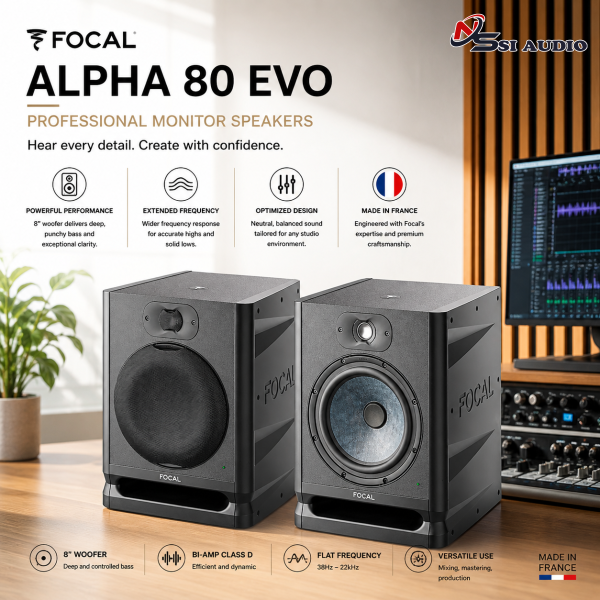 Focal Alpha 80 Evo – Loa Kiểm Âm 8-inch Uy Lực, Chính Xác Tuyệt Đối