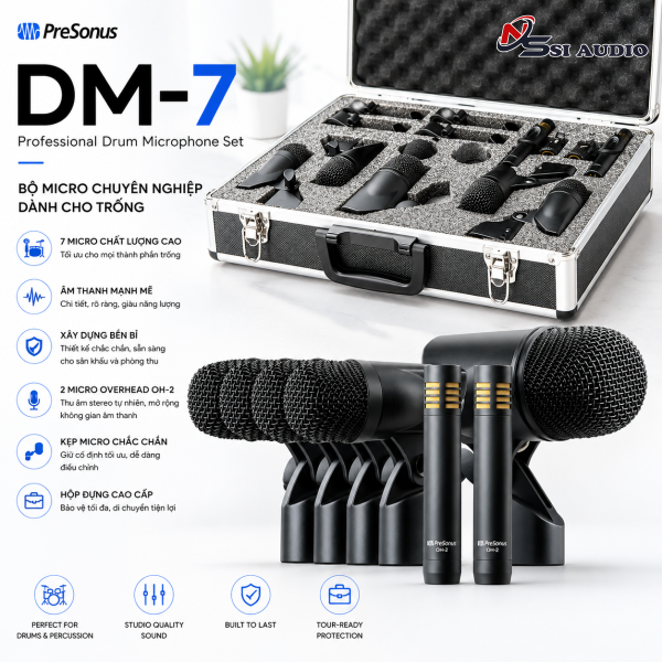 PreSonus DM-7: Bộ Micro Thu Âm Trống Chuyên Nghiệp