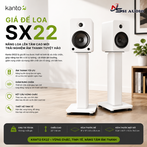 Kanto SX22 – Chân Đứng 22 Inch Chuyên Dụng Chống Rung Đỉnh Cao Cho Loa Bookshelf Cỡ Lớn