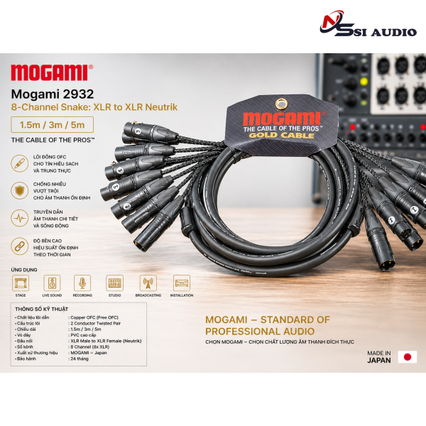 Mogami 2932 8-Channel Snake: XLR to XLR Neutrik – Kết Nối Đa Kênh Studio Chuyên Nghiệp