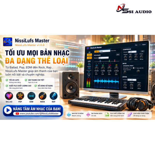 NissiLufs Master V1.0 - Phần Mềm Chuẩn Hóa LUFS  Các nền tảng & Mastering - Giải pháp cải thiện âm thanh