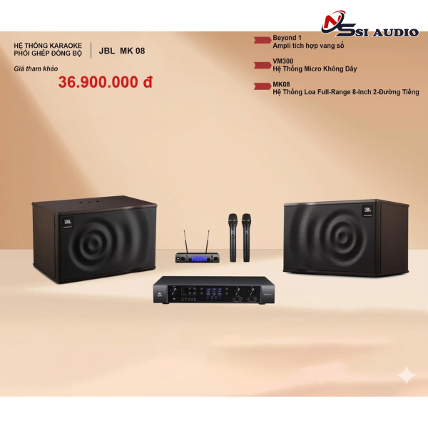 Hệ Thống Karaoke Gia Đình Cao Cấp: JBL MK08 – Beyond 1 – VM300 + Tặng Dây Kết Nối