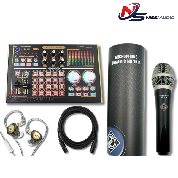 Combo livestream karaoke cơ bản Micro RH 101A + soundcard DMX6